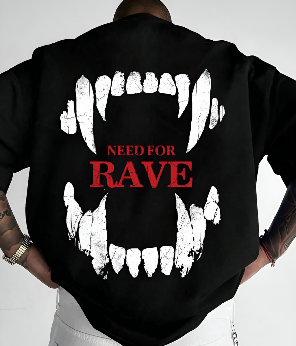 UrbanOutfits Men Oversized T-Shirt Black / S ' NEED FOR RAVE ' Men Oversized T-shirt