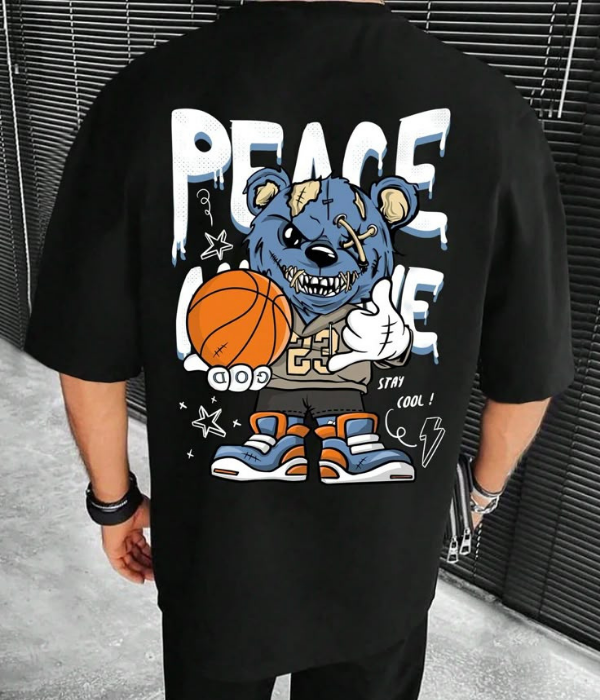 UrbanOutfits Men Oversized T-Shirt Black / S PEACE - Men Oversized T-shirt