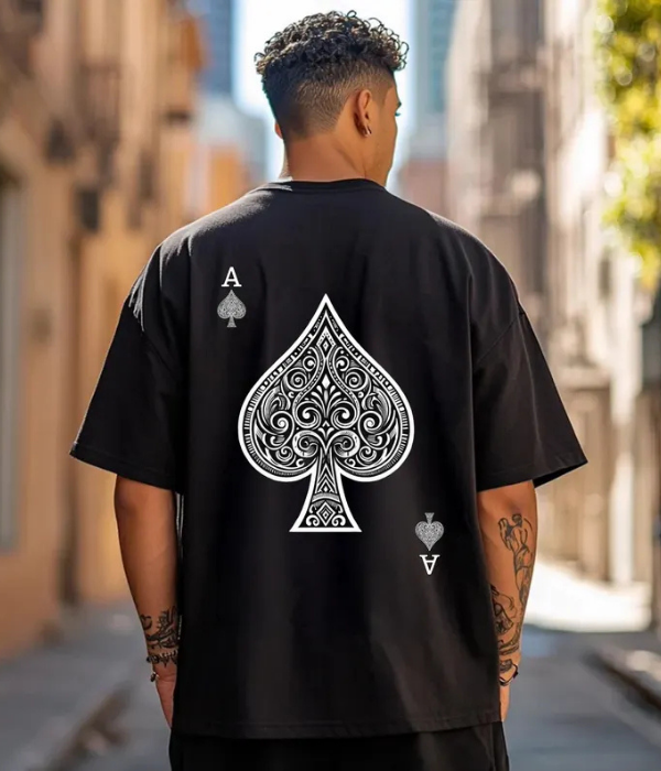 UrbanOutfits Men Oversized T-Shirt Black / S ' POKER ACE ' Men Oversized T-shirt [ Unisex ]
