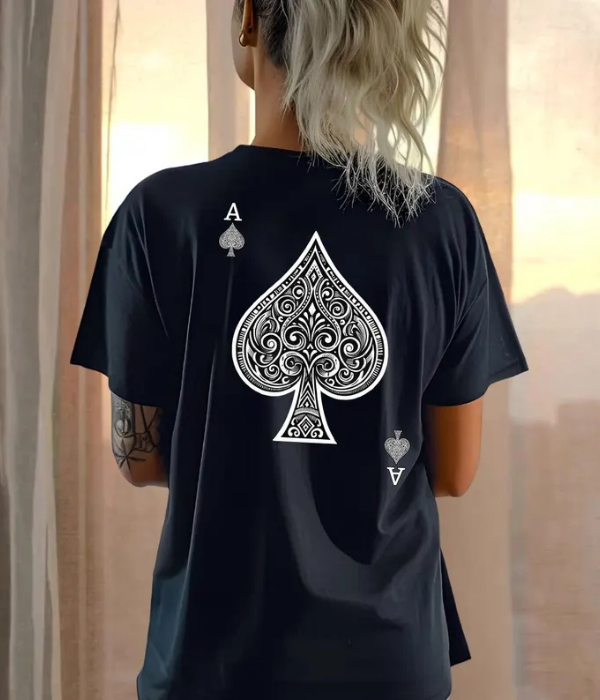 UrbanOutfits Men Oversized T-Shirt Black / S ' POKER ACE ' Women Oversized T-shirt [ Unisex ]