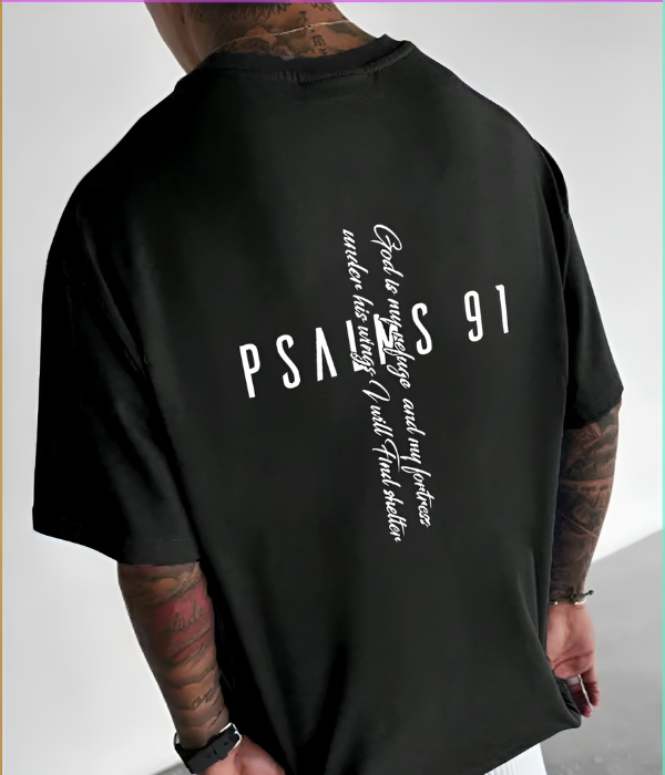UrbanOutfits Men Oversized T-Shirt Black / S PSALMS 91 - Men Oversized T-shirt