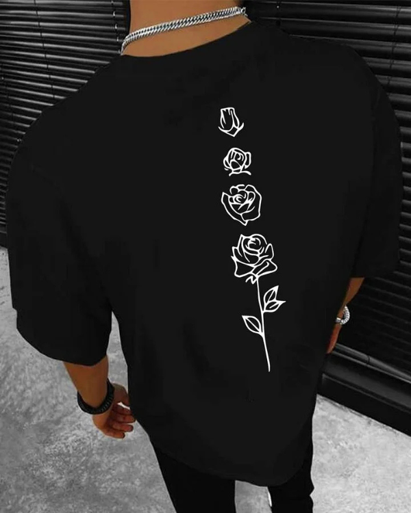 UrbanOutfits Men Oversized T-Shirt Black / S Rose - Men Oversized T-shirt [ Unisex ]