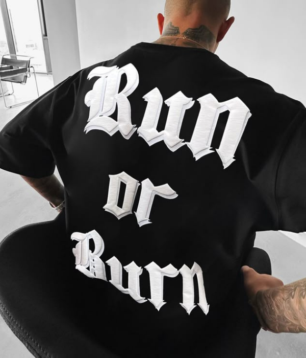 UrbanOutfits Men Oversized T-Shirt Black / S RUN or BURN Oversized T-shirt