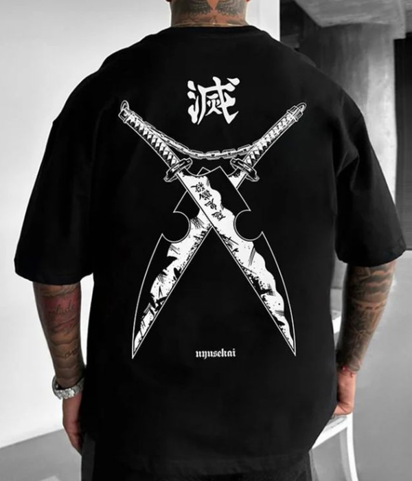 UrbanOutfits Men Oversized T-Shirt Black / S Tengen Swords- Men Oversized T-shirt