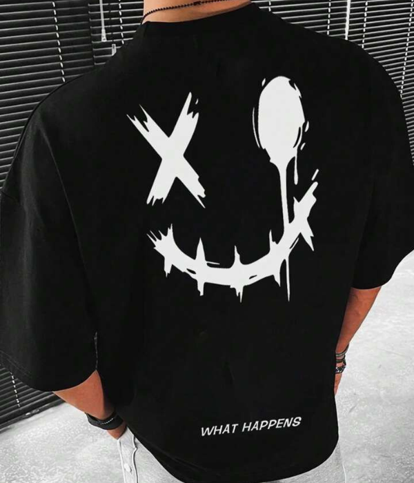 UrbanOutfits Men Oversized T-Shirt Black / S What Happens- Men Oversized T-shirt
