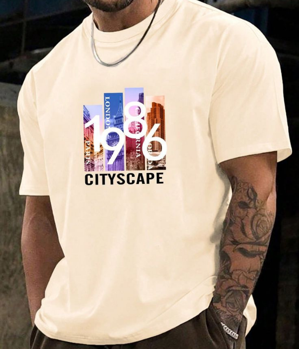 UrbanOutfits Men Oversized T-Shirt creamy / S CITYSCAPE- Men Oversized T-shirt