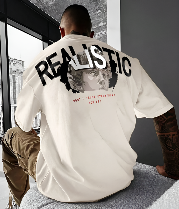 UrbanOutfits Men Oversized T-Shirt Creamy / S REALISTIC Men Oversized T-shirt