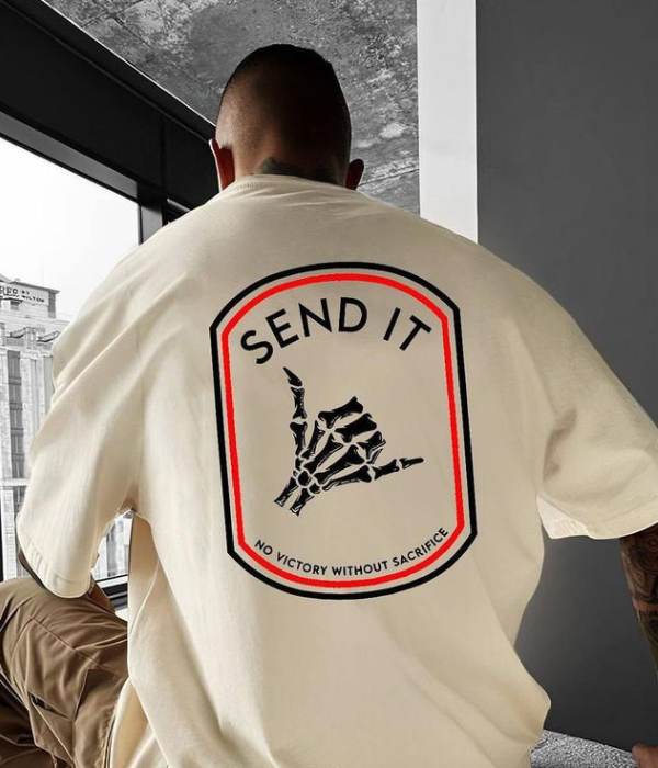 UrbanOutfits Men Oversized T-Shirt Creamy / S SEND IT - Men Oversized T-shirt