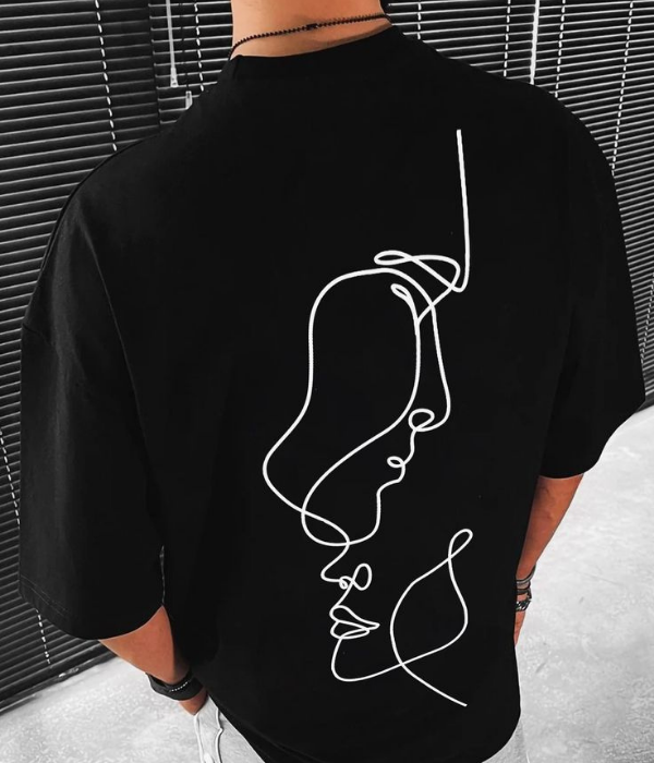 UrbanOutfits Men Oversized T-Shirt Double Face - Men Oversized T-shirt