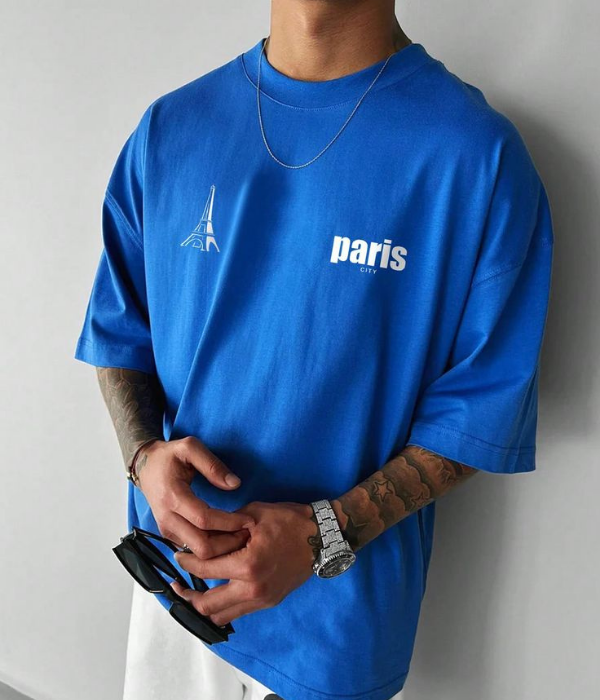 UrbanOutfits Men Oversized T-Shirt Royal Blue / S PARIS Men Oversized T-shhirt