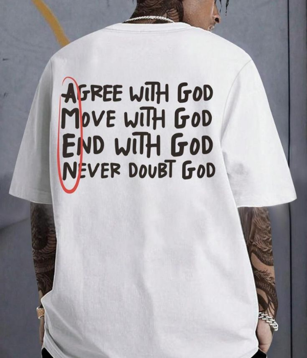 UrbanOutfits Men Oversized T-Shirt White / S ' AGREE WITH GOD ' Men Oversized T-shirt