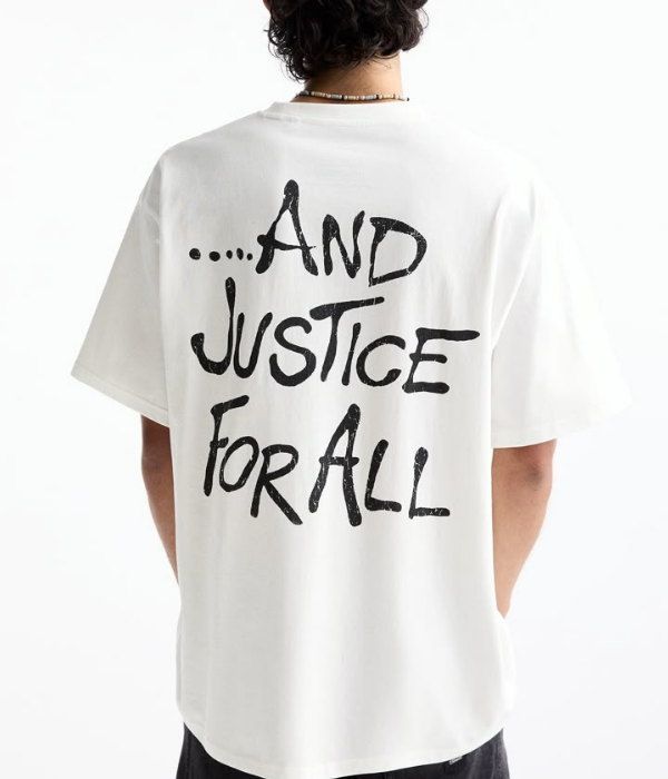 UrbanOutfits Men Oversized T-Shirt White / S ' AND JUSTICE FOR ALL ' Oversized T-shirt [ Unisex ]
