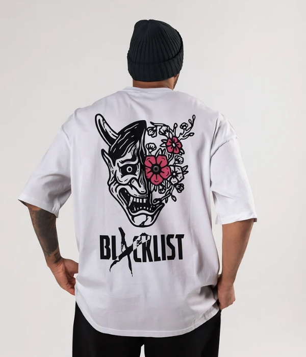 UrbanOutfits Men Oversized T-Shirt White / S ' BLACKLIST ' Men Oversized T-shirt