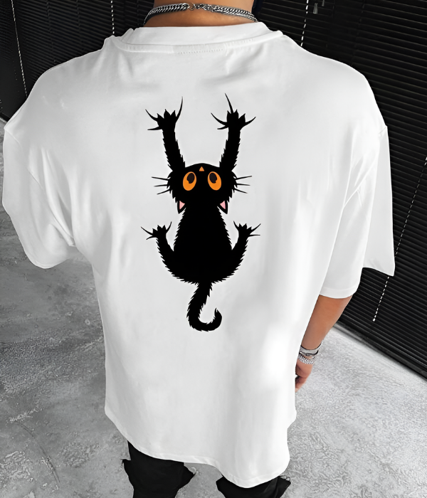 UrbanOutfits Men Oversized T-Shirt White / S CAT Oversized T-shirt  [ Unisex ]