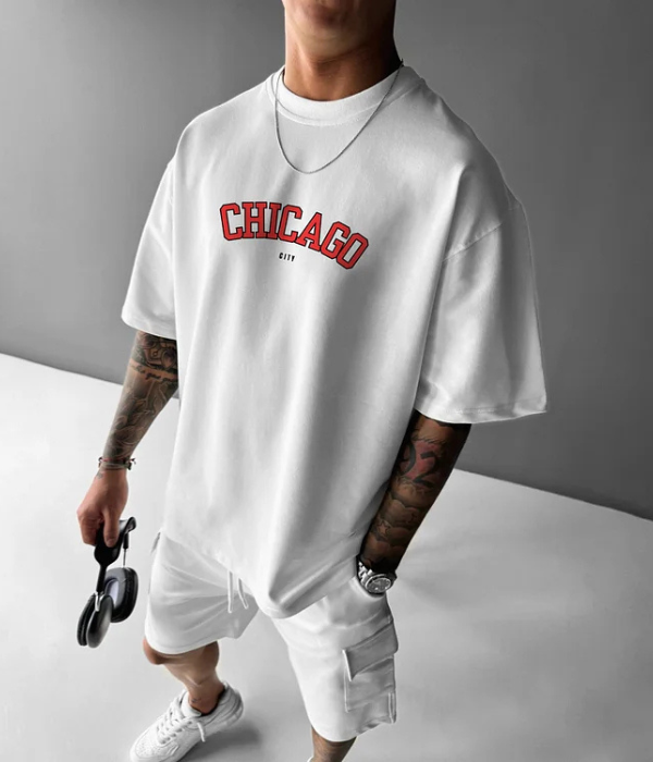 UrbanOutfits Men Oversized T-Shirt White / S 'CHICAGO ' Oversized T-shirt