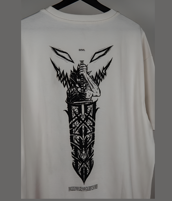 UrbanOutfits Men Oversized T-Shirt White / S DEVIL - Men Oversized T-shirt