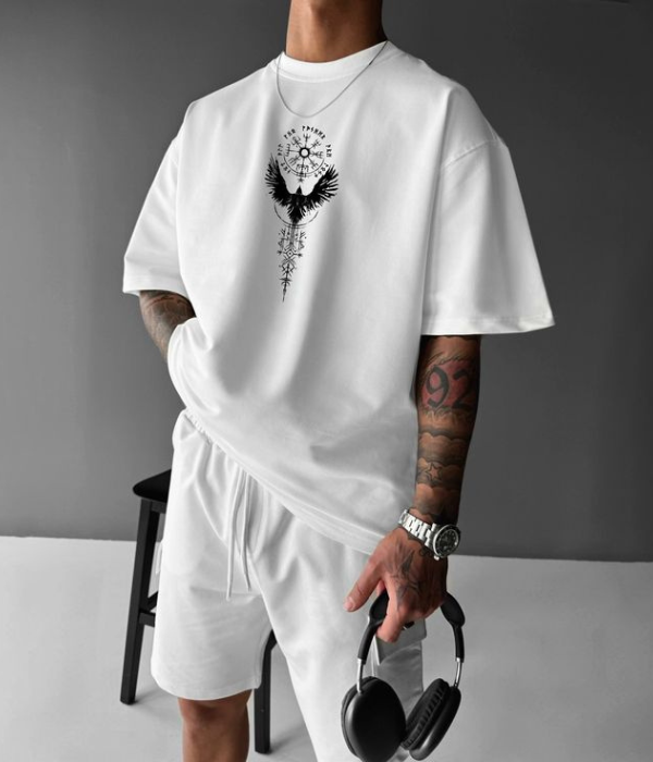 UrbanOutfits Men Oversized T-Shirt White / S EAGLE - Men Oversized T-shirt