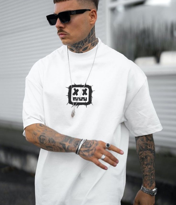UrbanOutfits Men Oversized T-Shirt White / S Emoji - Men Oversized T-shirt
