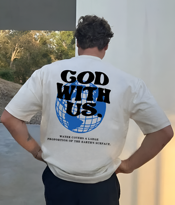 UrbanOutfits Men Oversized T-Shirt White / S GOD WITH US - Men Oversized T-shirt [ Unisex ]