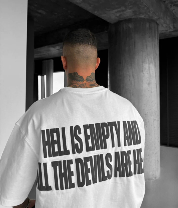 UrbanOutfits Men Oversized T-Shirt White / S HELL&DEVIL Men Oversized T-shirt