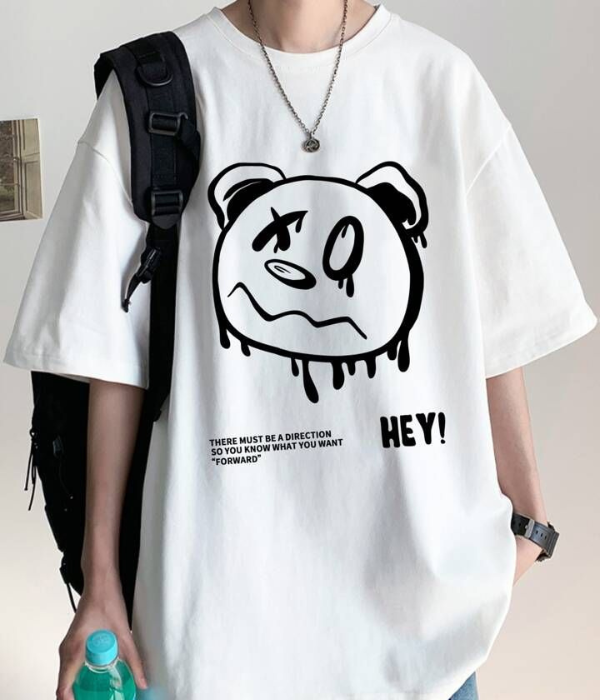 UrbanOutfits Men Oversized T-Shirt White / S HEY ! - Men Oversized T-shirt