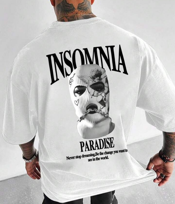 UrbanOutfits Men Oversized T-Shirt White / S ' INSOMNIA ' Men Oversized T-shirt