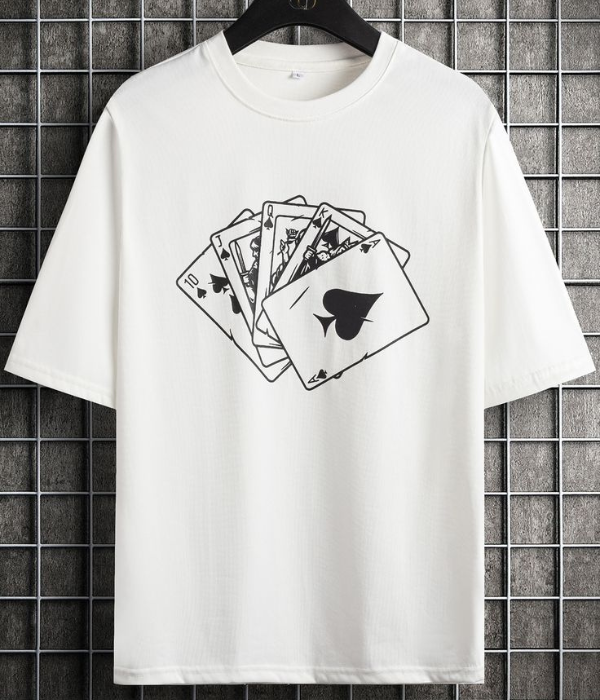 UrbanOutfits Men Oversized T-Shirt White / S Playing Cards - Men Oversized T-shirt