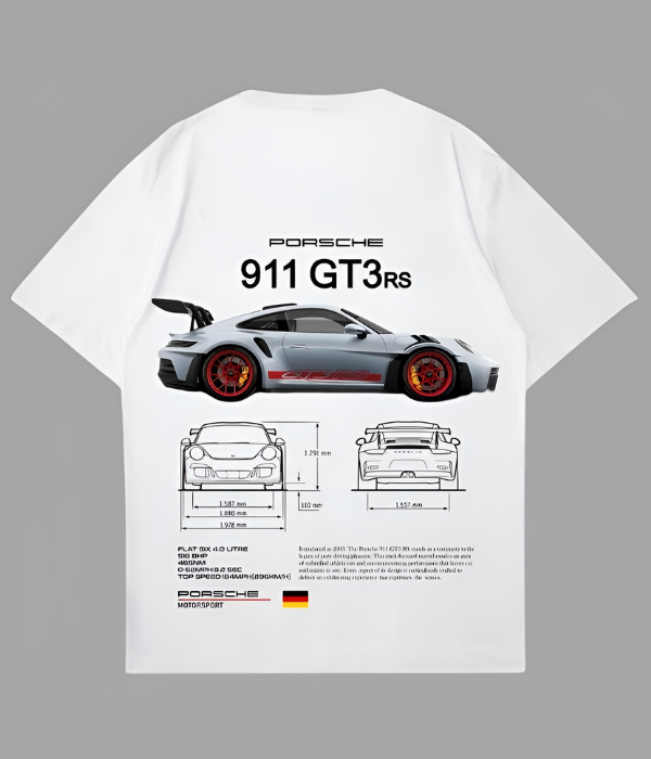 UrbanOutfits Men Oversized T-Shirt White / S PORSCHE GT3 rs - Men Oversized T-shirt