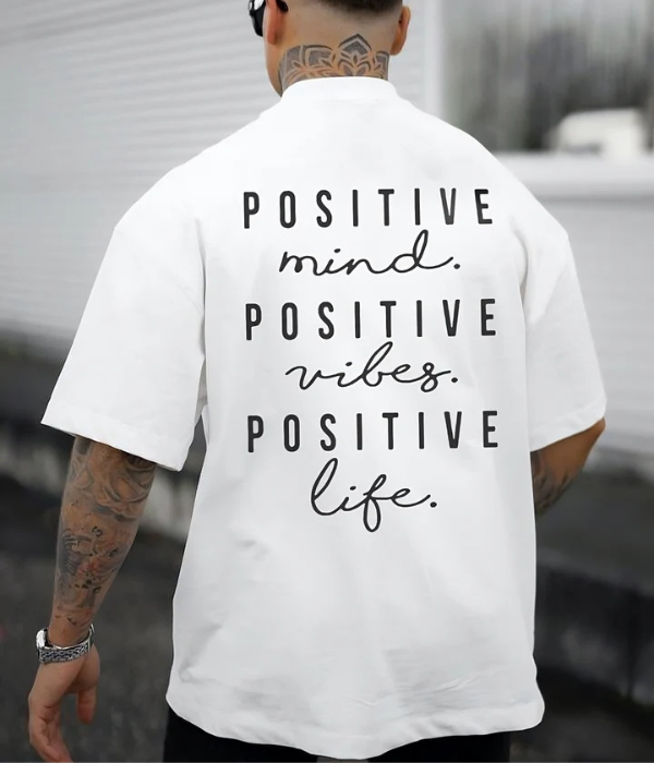 UrbanOutfits Men Oversized T-Shirt White / S POSITIVE - Men Oversized T-shirt