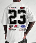 UrbanOutfits Men Oversized T-Shirt White / S RACING - Men Oversized T-shirt