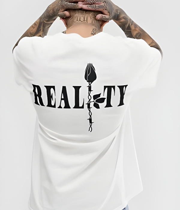 UrbanOutfits Men Oversized T-Shirt White / S REALITY- Men Oversized T-shirt