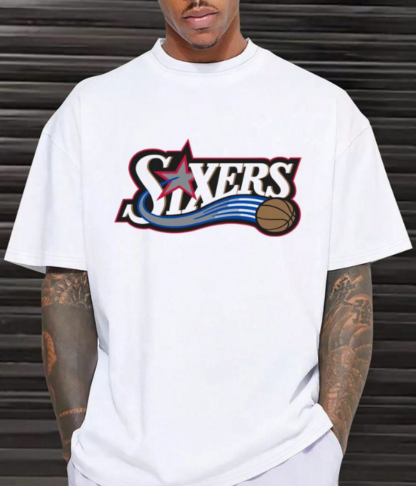 UrbanOutfits Men Oversized T-Shirt White / S SIXERS - Men Oversized T-shirt