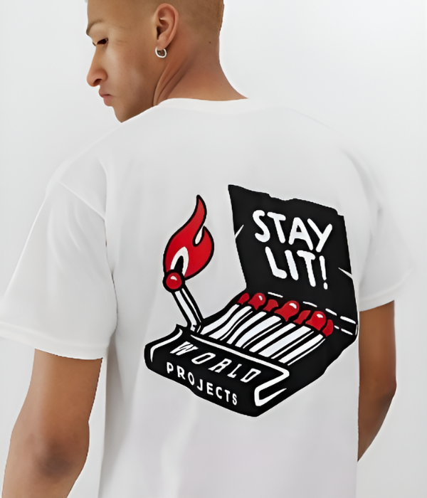 UrbanOutfits Men Oversized T-Shirt White / S STAY LIT ! Oversized T-shirt