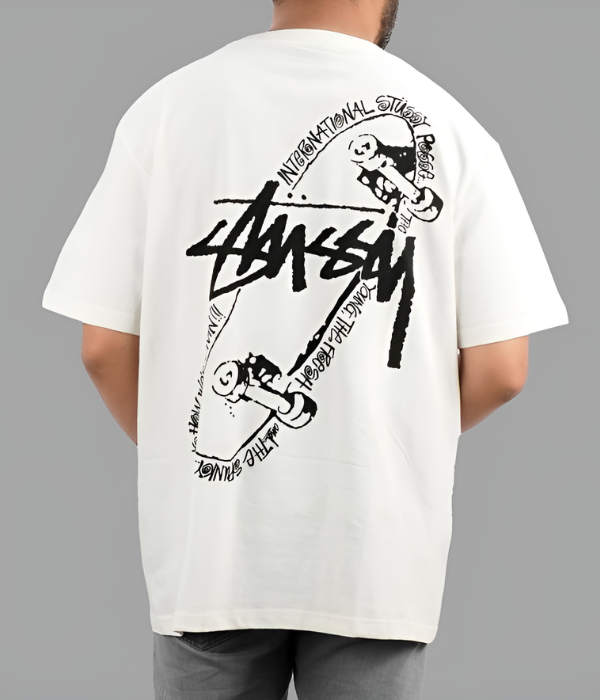 UrbanOutfits Men Oversized T-Shirt White / S STUSSY Skateboard Oversized T-shirt