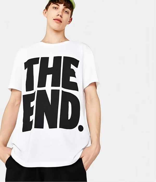 UrbanOutfits Men Oversized T-Shirt White / S ' THE END ' Men Oversized T-shirt