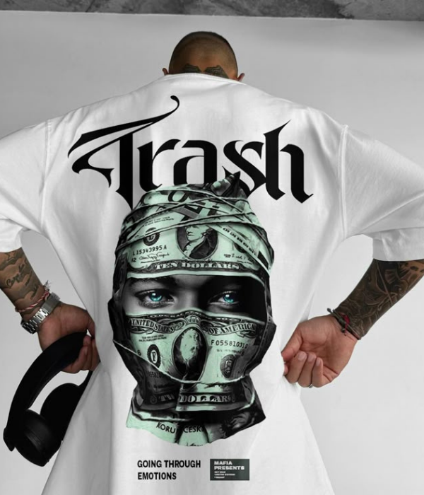 UrbanOutfits Men Oversized T-Shirt White / S ' TRASH ' Men Oversized T-shirt