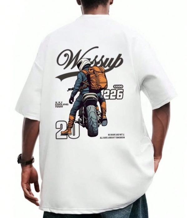 UrbanOutfits Men Oversized T-Shirt White / S WASSUP - Men Oversized T-shirt