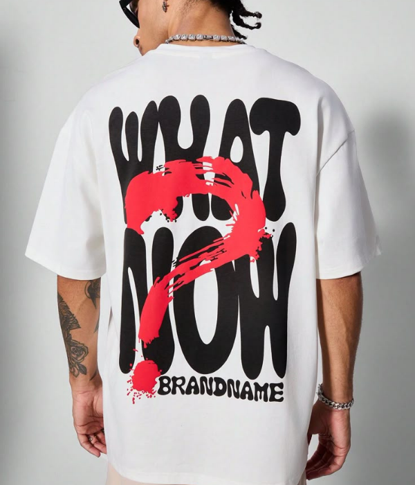 UrbanOutfits Men Oversized T-Shirt White / S ' WHAT NOW ? ' Men Oversized T-shirt
