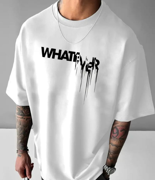UrbanOutfits Men Oversized T-Shirt White / S ' WHATEVER ' Men Oversized T-shirt
