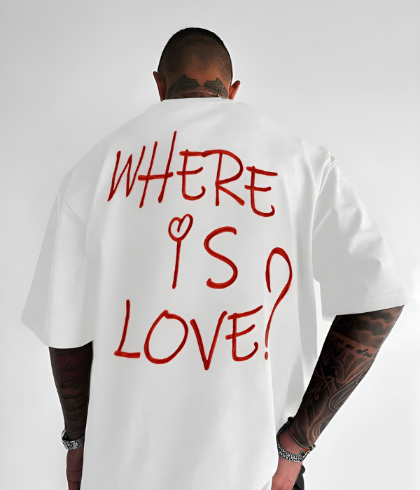 UrbanOutfits Men Oversized T-Shirt White / S WHERE IS LOVE ?- Oversized T-shirt [ Unisex ]