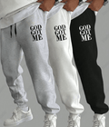 UrbanOutfits men sweatpants White / Cotton-Fleece / S 'God Got Me ' Men Oversized Sweatpants