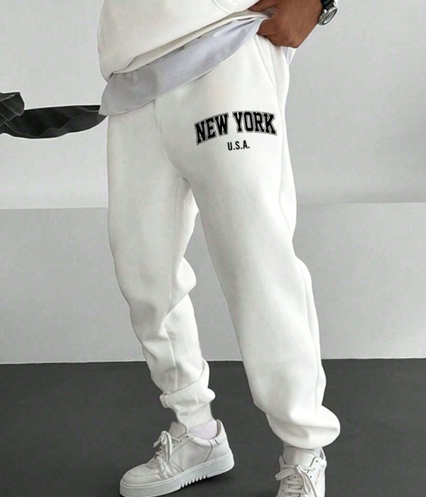 UrbanOutfits men sweatpants White / Cotton-Fleece / S 'New York ' Men Oversized Sweatpants
