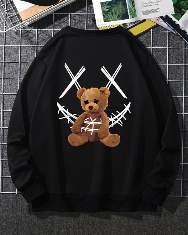 UrbanOutfits Men sweatshirt Black / Cotton-Fleece / S bear -  Men Oversized sweatshirt [ Unisex ]