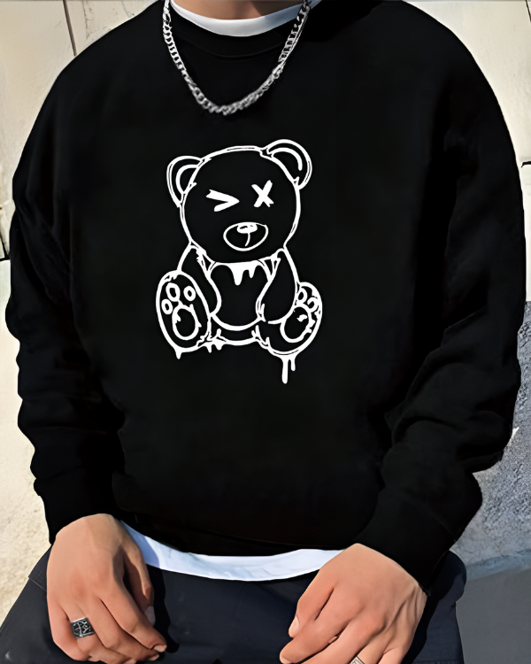 UrbanOutfits Men sweatshirt Black / Cotton-Fleece / S Bear -  Men Oversized sweatshirt [ Unisex ]