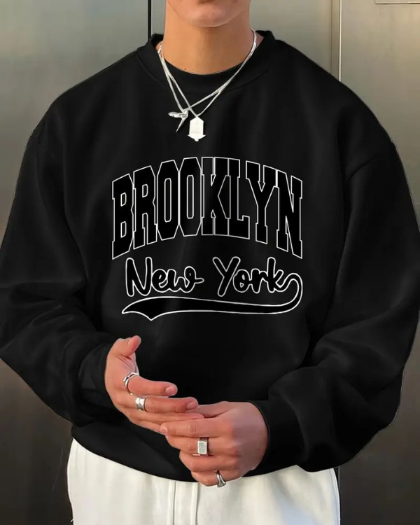 UrbanOutfits Men sweatshirt Black / Cotton-Fleece / S Brooklyn -  Men Oversized sweatshirt [ Unisex ]