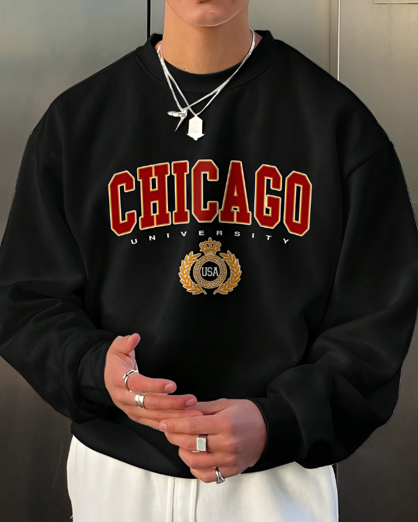 UrbanOutfits Men sweatshirt Black / Cotton-Fleece / S Chicago -  Men Oversized sweatshirt [ Unisex ]
