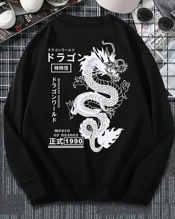 UrbanOutfits Men sweatshirt Black / Cotton-Fleece / S Dragon -  Men Oversized sweatshirt
