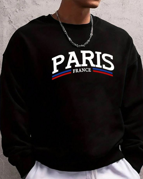 UrbanOutfits Men sweatshirt Black / Cotton-Fleece / S PARIS - Men Oversized sweatshirt