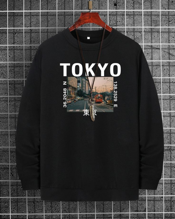 UrbanOutfits Men sweatshirt Black / Cotton-Fleece / S TOKYO - Men Oversized sweatshirt