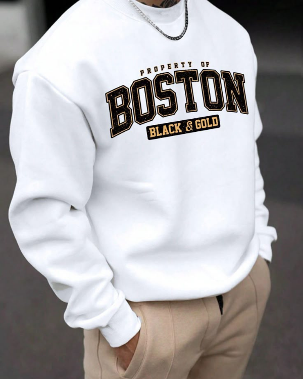 UrbanOutfits Men sweatshirt White / Cotton-Fleece / S Boston -  Men Oversized sweatshirt [ Unisex ]